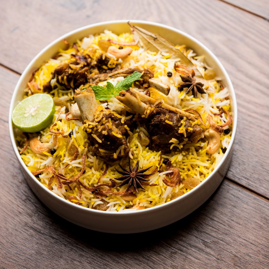 A biryani in a plate with clear background