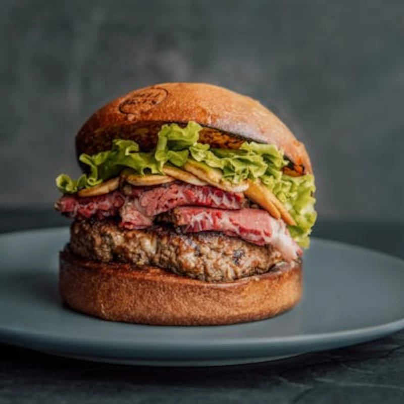 Pastrami On Rye on a Plate with black background